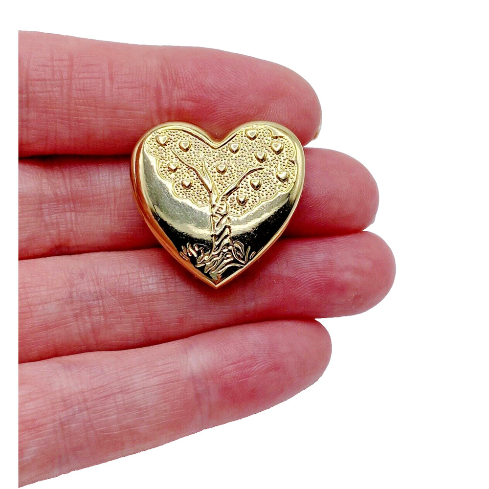 Vintage Heart Tree of Love Gold Tone Brooch The Variety Club Romantic Sweet 1"